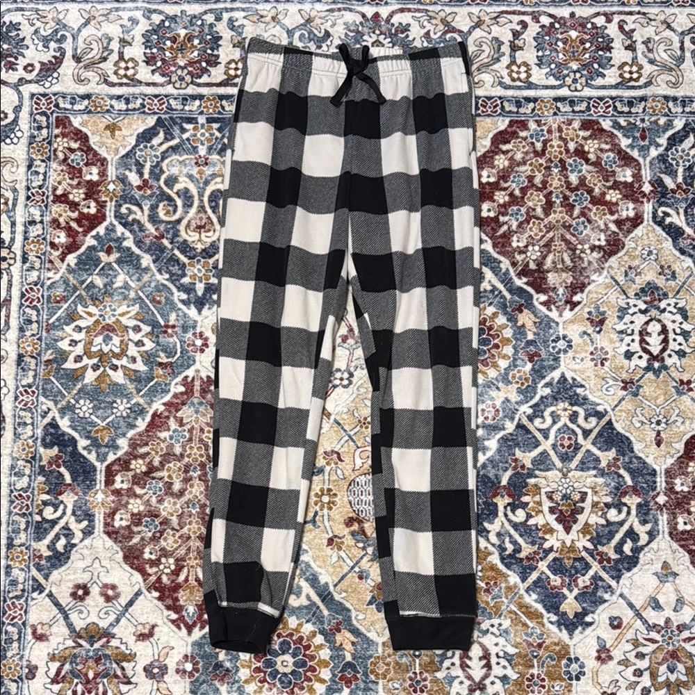 Kids Black and White Checkered Pajama Bottoms